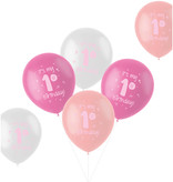 Ballonnen Set 'It's my 1st Birthday!' Roze (6 st)
