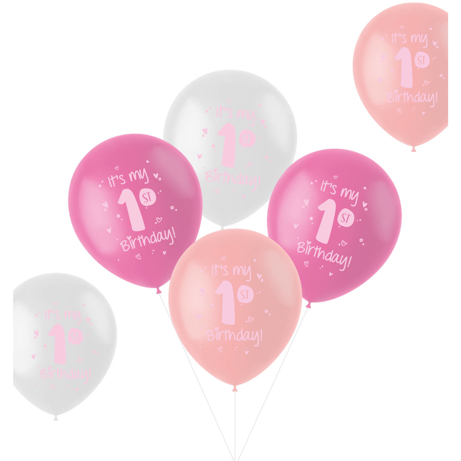 Ballonnen Set &apos;It&apos;s my 1st Birthday!&apos; Roze (6 st) afbeelding