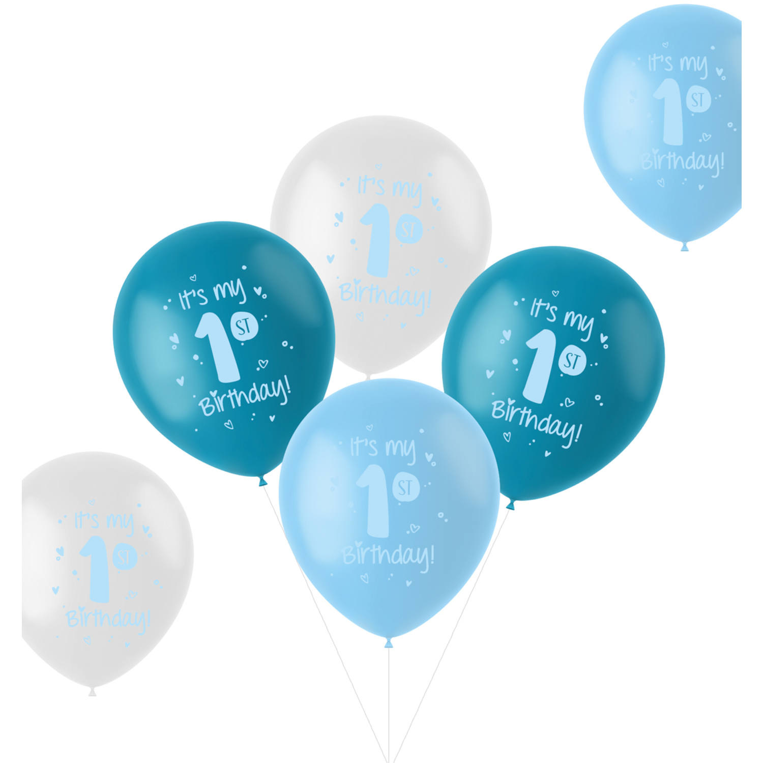  Ballonnen Set 'It's my 1st Birthday!' Blauw (6 st)
