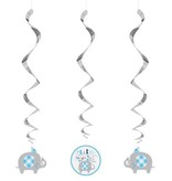 Hangdecoratie Swirl Olifant Blauw Geboorte (3st)