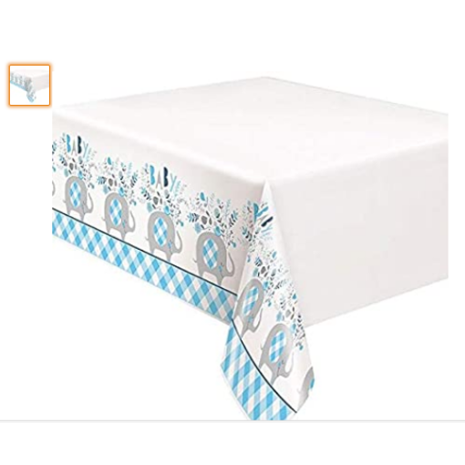 Tafelkleed Olifant Blauw Geboorte Jongen (140x210cm)