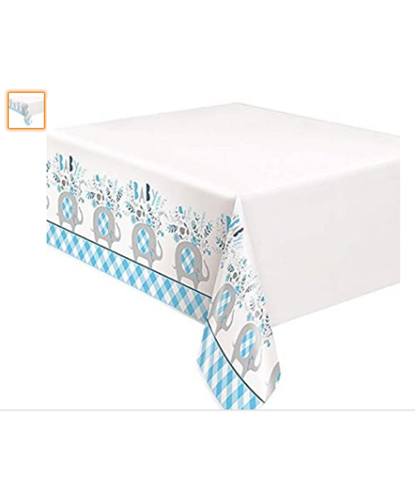 Tafelkleed Olifant Blauw Geboorte Jongen (140x210cm)