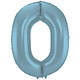 Folieballon Pastel Blauw Metallic Mat Cijfer 0 - 86 cm