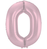 Folieballon  Pastel Roze Metallic Mat Cijfer 0 - 86 cm