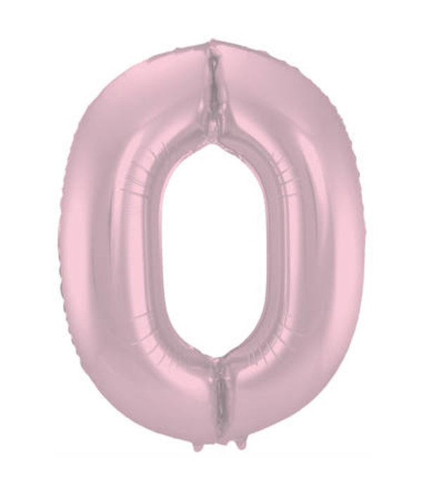 Folieballon  Pastel Roze Metallic Mat Cijfer 0 - 86 cm