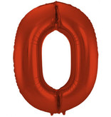 Folieballon Rood Metallic Mat Cijfer 0 - 86 cm