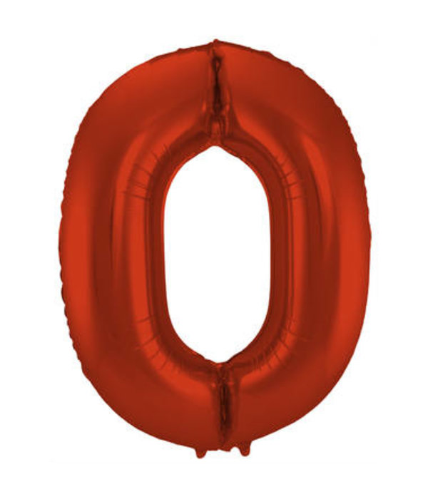 Folieballon Rood Metallic Mat Cijfer 0 - 86 cm