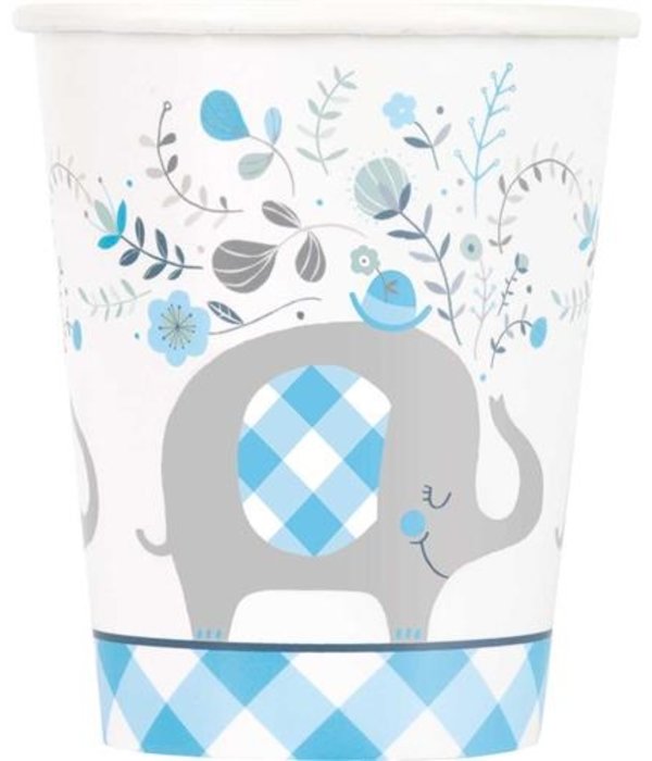 Bekers Olifant Blauw Geboorte Jongen (8st)