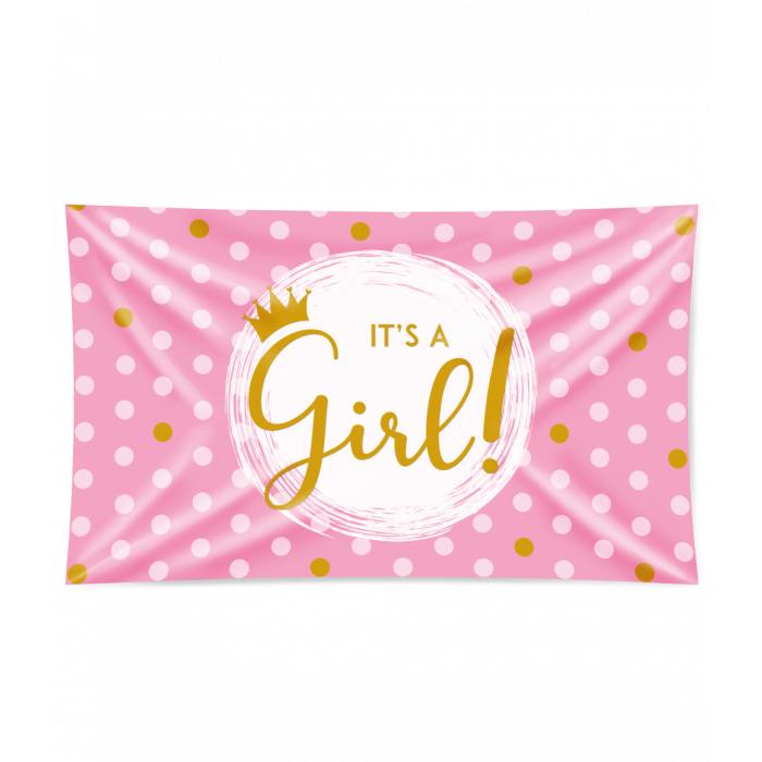 Gevelvlag It's a Girl! Roze (150x90cm)