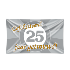 Gevelvlag 25 Jaar Getrouwd Zilver (150x90cm)