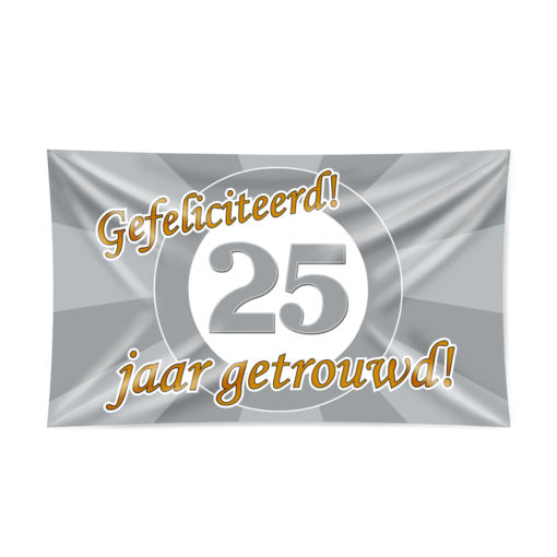 Gevelvlag 25 Jaar Getrouwd Zilver (150x90cm)