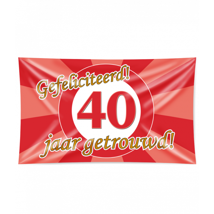 Gevelvlag 40 Jaar Getrouwd Rood (150x90cm) afbeelding