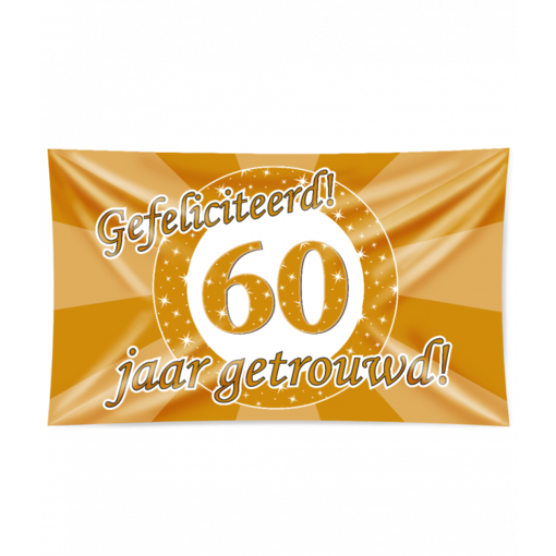 Gevelvlag 60 Jaar Getrouwd Goud (150x90cm)