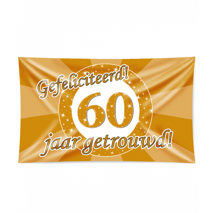 Gevelvlag 60 Jaar Getrouwd Goud (150x90cm) afbeelding