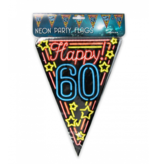 Party Vlaggenlijn Neon 60 Jaar  - 10 Meter