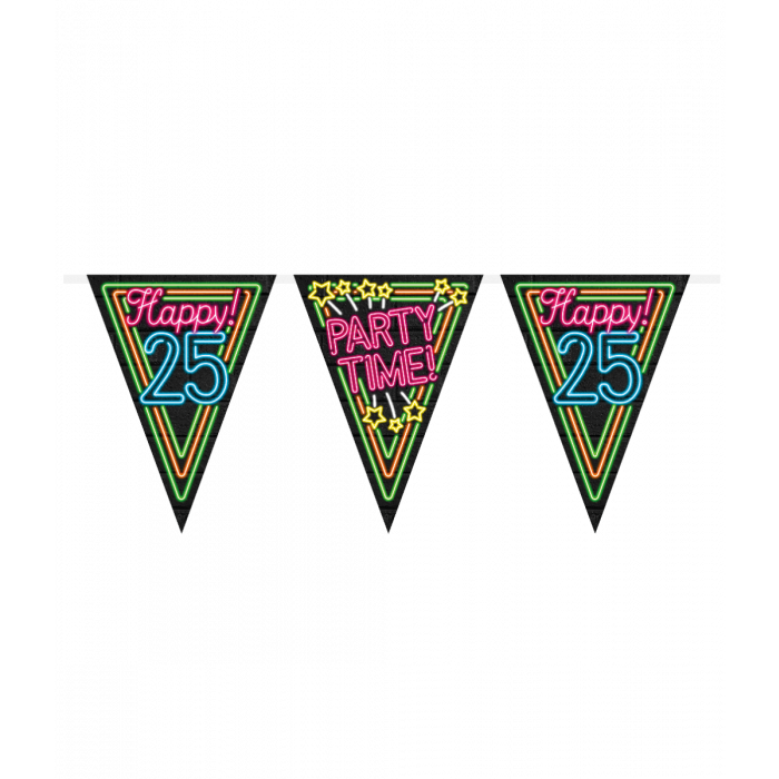 Party Vlaggenlijn Neon 25 Jaar - 10 Meter afbeelding