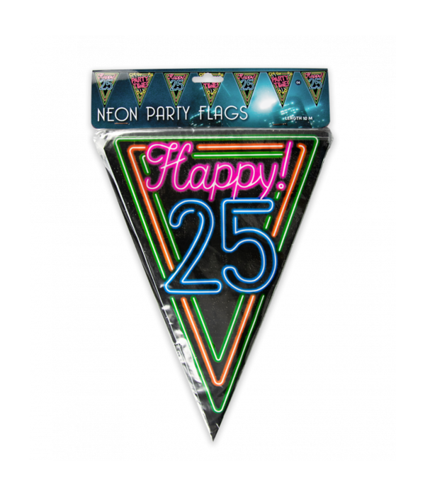 Party Vlaggenlijn Neon 25 Jaar - 10 Meter