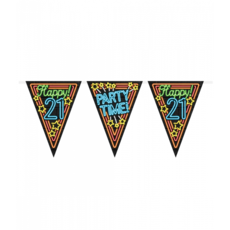 Party Vlaggenlijn Neon 21 Jaar - 10 Meter