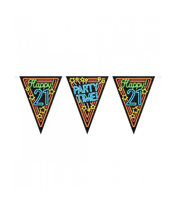 Party Vlaggenlijn Neon 21 Jaar - 10 Meter