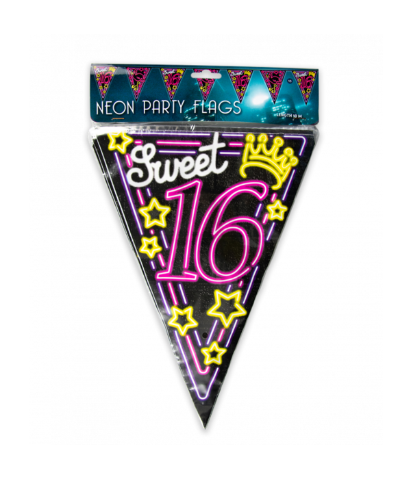 Neon Vlaggenlijn Sweet 16 - 10 meter