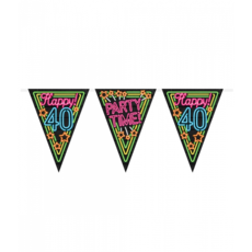 Party Vlaggenlijn Neon 40 Jaar - 10 Meter