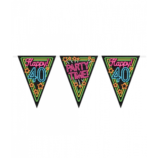 Party Vlaggenlijn Neon 40 Jaar - 10 Meter