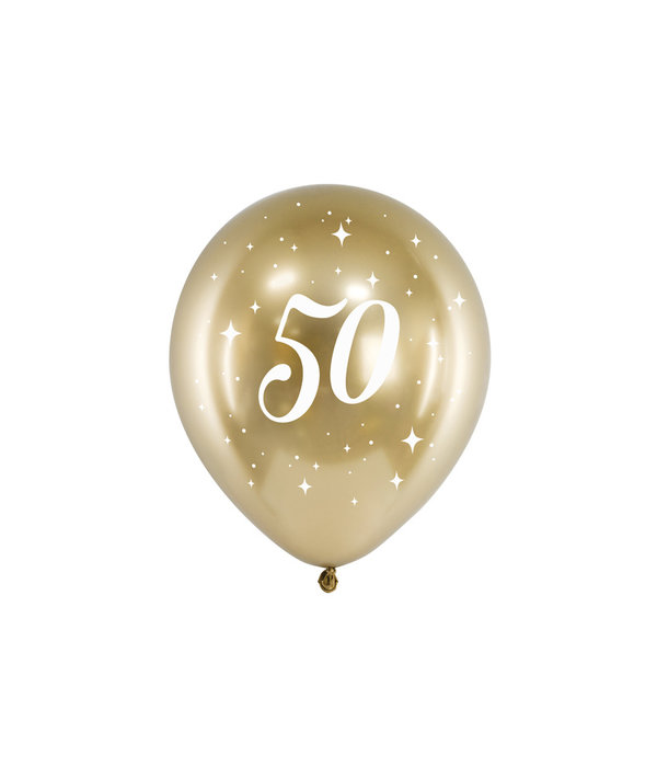 Glossy Ballonnen 50 goud (30cm, 6st)