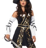 Piraten Kostuum Zwart/Goud Deluxe