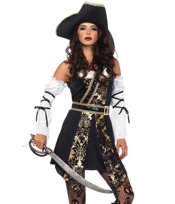 Piraten Kostuum Zwart/Goud Deluxe