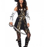 Piraten Kostuum Zwart/Goud Deluxe