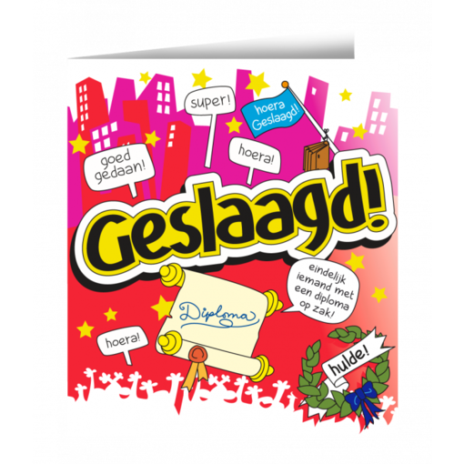 Geslaagd wenskaart cartoon
