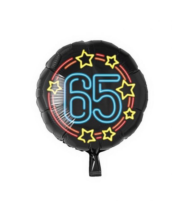 Folieballon 65 jaar Neon - 46 cm