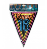 Happy 16 Jaar Neon Vlaggenlijn - 10 Meter