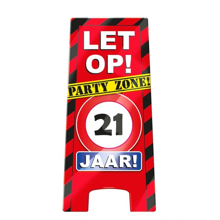 Attentiebord Party Zone 21 Jaar