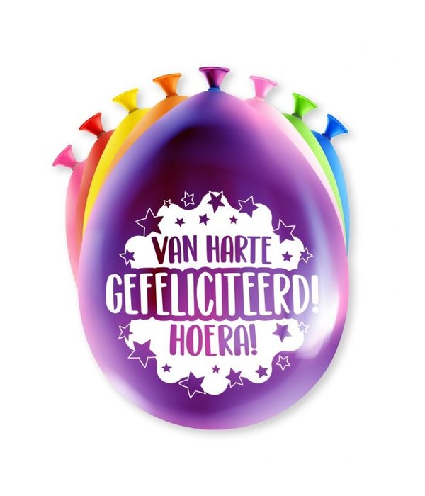 Party Ballonnen Gefeliciteerd - 8 Stuks