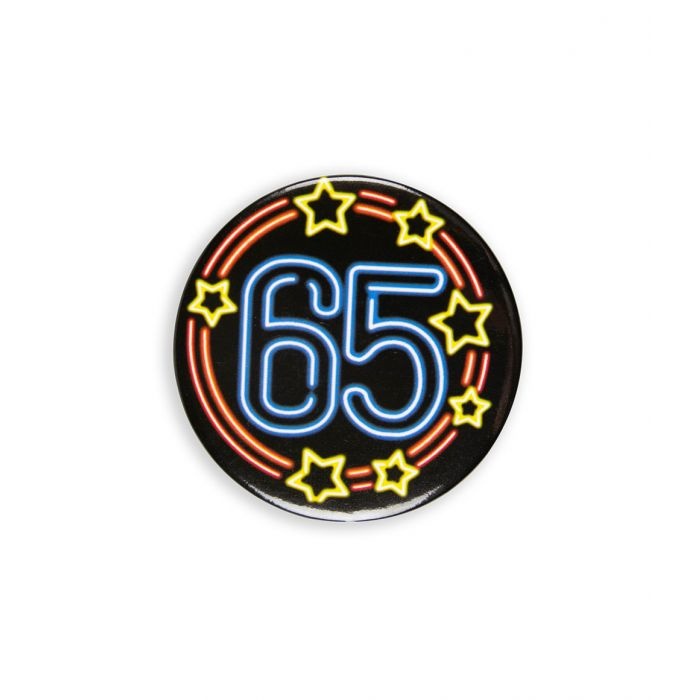 Neon Button 65 Jaar (5,5cm)