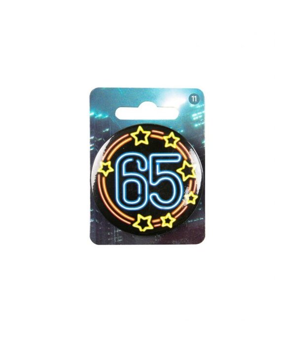 Neon Button 65 Jaar (5,5cm)