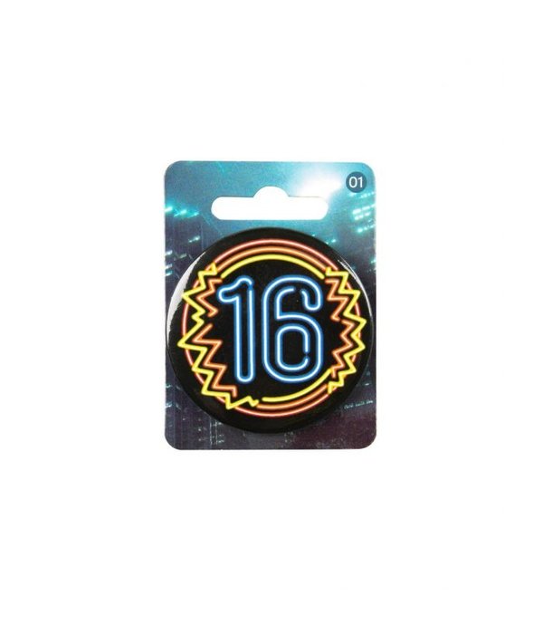 Neon Button 16 Jaar (5,5cm)