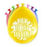 Ballonnen 'Hier is het feestje' (8st)
