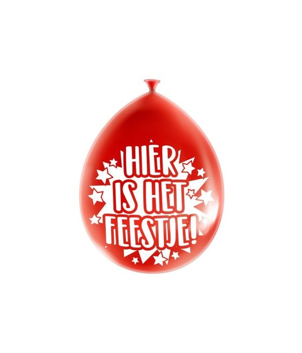 Ballonnen 'Hier is het feestje' (8st)