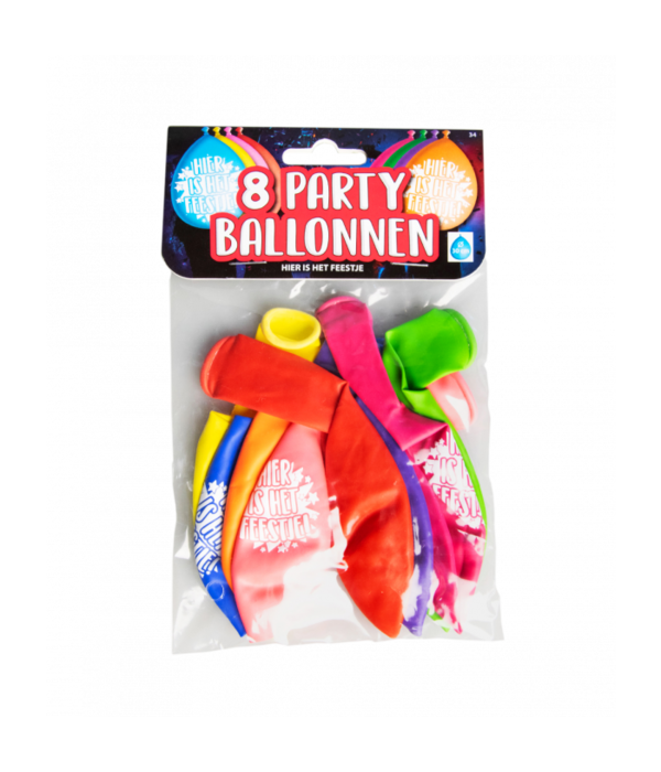 Ballonnen 'Hier is het feestje' (8st)