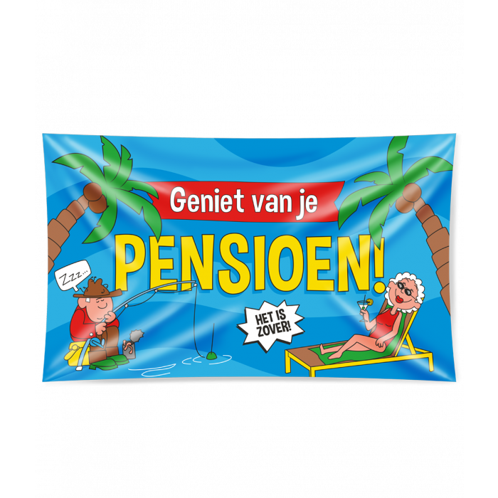 Gevelvlag &apos;Geniet Van Je Pensioen&apos; - 90x150cm afbeelding