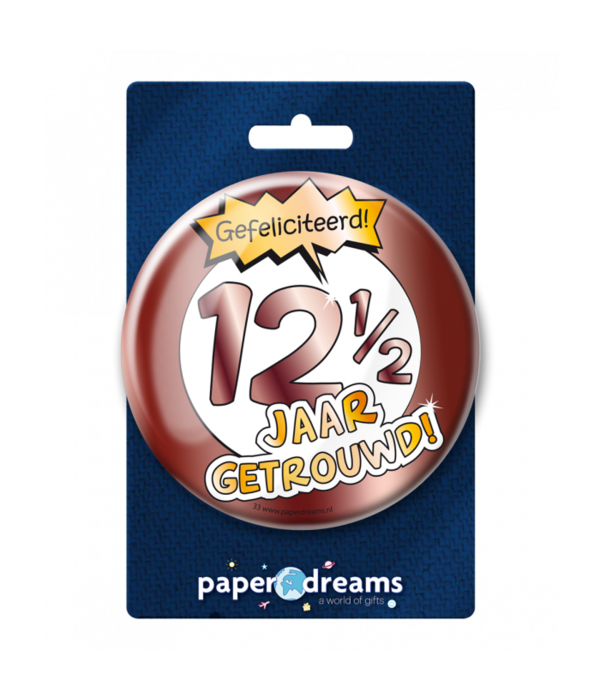 Button 12,5 Jaar Getrouwd Jubileum Brons XL