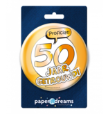 Button 50 Jaar Getrouwd Jubileum Goud XL