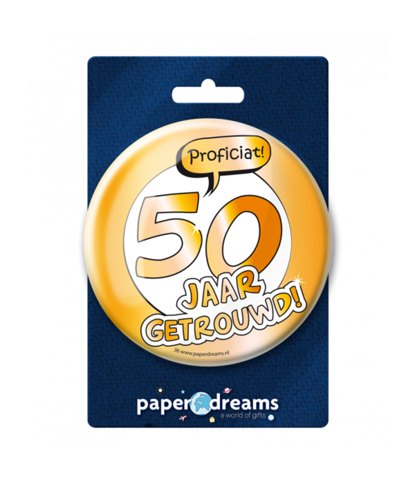 Button 50 Jaar Getrouwd Jubileum Goud XL