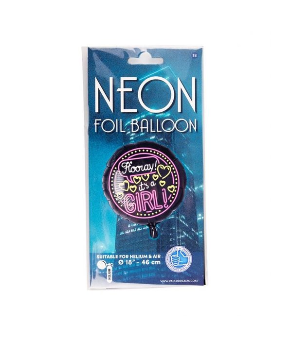 Neon Folieballon It's a girl - 46cm