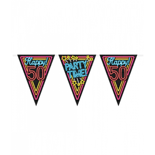 Party Vlaggenlijn Neon 50 Jaar - 10m