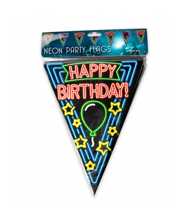 Neon Vlaggenlijn Happy Birthday - 10m