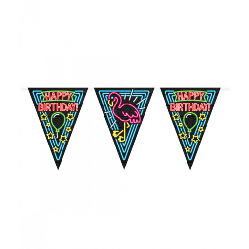 Neon Vlaggenlijn Happy Birthday - 10m