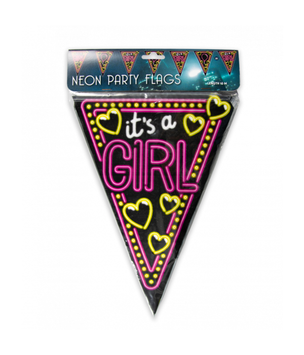 Neon Vlaggenlijn It's a girl - 10m